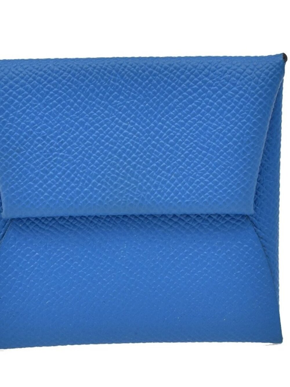 HERMES Logo Bastia Wallet Purse Coin Case Epson Leather Blue 65RL309